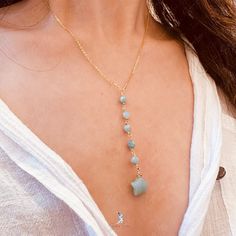 Indulge in the mesmerizing beauty of the Natural star Amazonite lariat pendant necklace. Featuring a string of 4 mm faceted green Amazonite beads and a stunning carved star-shaped Amazonite drop, this necklace is a must-have for any jewelry collection. Whether as a personal accessory or a thoughtful gift, this unique piece will surely captivate and enchant.This Amazonite star pendant necklace comes in two colors: silver or gold. The silver option will come with solid 925 sterling silver cable ch Green Amazonite, Star Pendant Necklace, Fine Jewelry Collection, Personalized Accessories, Gold Pendant Necklace, Star Pendant, Gold Plated Silver, Star Shape, Silver Wire