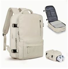 A large white backpack designed to meet all your travel needs with its spacious and functional features. This backpack boasts a solid khaki color, offering a versatile and timeless look that complements any outfit or style. Crafted from durable nylon material, this backpack is built to withstand the rigors of travel and everyday use. The sturdy construction ensures longevity and durability, making it the perfect companion for your adventures. Equipped with a secure zipper closure, this backpack White Backpack, Rain Or Shine, Beauty Standards, Large Backpack, Khaki Color, Designer Backpacks, Weekend Getaway, Travel Companion, Cross Country