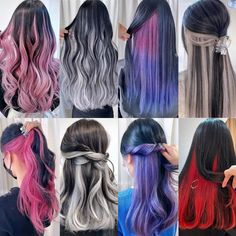 Cool Colors To Dye Your Hair, Zodiac Hairstyles, Colors To Dye Your Hair, Long Straight Layered Hair, Straight Layered Hair, Hairstyle Examples, Silver Hair Color