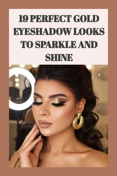 Gold Eyeshadow Looks Brown Gold Smokey Eye Makeup, Eyeshadow Looks Gold, Makeup For Gold Dress, Light Gold Eyeshadow, Makeup Ideas Gold, Gold Dress Makeup, Eyeshadow Looks 2023, Gold Eyeshadow Makeup, Gold Shimmer Eyeshadow