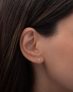 Chic and dainty 14k gold tiny diamond flower stud earrings. Chic and timeless, these are a must have! Sold as a Pair Size: Approx. 3mm Diamond Carat Weight: Approx. 0.01 ctw Standard Production: 2-7 business days Rush Order Production: 1-3 business days Shipping: Select shipping method at checkout.2-Day Shipping and Overnight shipping available by request at checkout Shipped from our L.A. Studio. This item is Final Sale. See here for details. Tiny Stud Earrings Gold, Mini Studs, Flower Stud Earrings, Dorm Essentials, Tiny Diamond, Flower Stud, Diamond Carat, Diamond Flower, Flower Earrings Studs