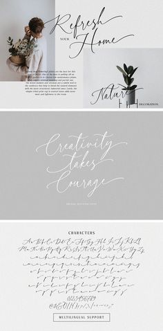 three different types of calligraphy are shown in this graphic design style, including the font and