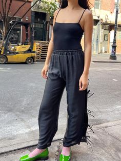 Evelyn Tie Pant - Black Organza – Lisa Says Gah Organza Pants, Spaghetti Strap Bodysuit, Strap Bodysuit, Eclectic Aesthetic, Birthday Trip, Lisa Says Gah, Talk Of The Town, Bodysuit Black, Organza Fabric