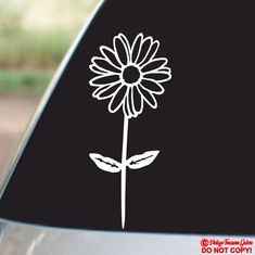 DAISY VINYL DECAL STICKER APPROXIMATE DIMENSIONS:  3" x 7" Color: DECALS ARE AVAILABLE IN EITHER WHITE or BLACK (CHOOSE COLOR AT CHECKOUT) Made out of top quality vinyl These are Precision-Cut (Die-Cut) Vinyl Decals.  There is No Background or Clear Backing. The Background is Whatever You Apply it to. These are Adhesive Decals Will Stick to Just About Any Clean, Smooth, Non-Porous Surface! Car Decals Flowers, Floral Car Decals, Daisy Vinyl Decal, Butterfly Car Stickers, Daisy Flower Sticker, Car Window Decals, Window Wall, Window Decals, Rear Window