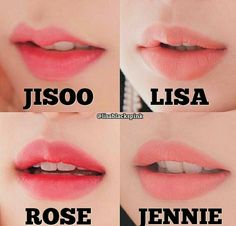 Rose Lips Blackpink, Black Pink Names, Jennie Lips, Jisoo Lips, Lisa Lips, Blackpink Makeup, Pale White Skin, Pop Makeup, Blackpink Cute