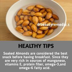 Soaked Almonds, Almond Benefits, Healthy Facts, Food Health Benefits, About Plants, Healthy Herbs, Home Health Remedies, Healthy Food Motivation, Food Info