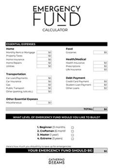 an emergency fund form is shown