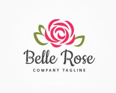 a logo for a flower shop with a rose on the front and green leaves on the back