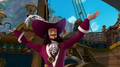 a cartoon character in a pirate costume holding his arms out and pointing to something on the ground