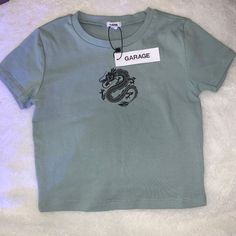 Garage Crop Top Tee Olive Green Size: Xs Nwt Silver Crop Top, White Tube Top, Cutout Crop Top, White Tube, Turtle Neck Crop Top, Garage Tops, High Neck Tank Top, Crop Top Tees, Small Crop Tops