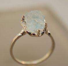 Free form Aquamarine Ring Raw Aquamarine Rough by TeriLeeJewelry Sterling Silver Wedding Rings With Raw Stone, Wedding Rings With Raw Stone In Sterling Silver, Rough Stone Ring, Aqua Ring, Raw Aquamarine, Twig Ring, Raw Stone Ring, Aquamarine Ring, Morganite Engagement Ring