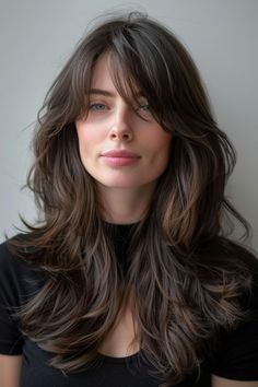 Hairstyle Medium - Hairstyles For Long Hair For School - Hairstyle Easy V Cut With Curtain Bangs, Locks With Bangs, Long Hair With Bangs And Layers, Long Hairstyles With Layers, Hair For School, Hairstyle Easy, Haircuts For Long Hair With Layers, Layered Hair With Bangs, Hair Inspiration Long