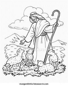 the good shepherd with his sheep coloring page