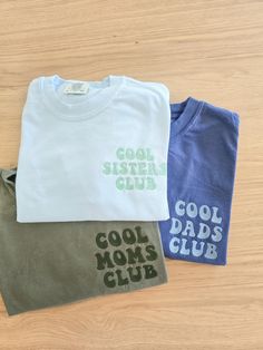 Comfort Colors t-shirts customizable with cool  club. (Cool Moms Club, Cool Grandma's Club, Cool Grannas Club) Customize this tee for whoever it's for! Pre shrunk and garment dyed, these shirts get softer as you wash and wear them and last a lifetime! These have a vintage look and a lived in feel! The longer the name/title the smaller the font which can effect the quality of the garment. If the font is super small the lettering may not hold up well to washing over time. If you have any questions Cotton Tops With Text Print, Sporty Cotton T-shirt With Embroidered Text, Green Cotton Top With Embroidered Graphics, Green Cotton T-shirt With Embroidered Graphics, Cool Grandma, Cool Moms Club, Nutrition Club, Moms Club, Club Shirts