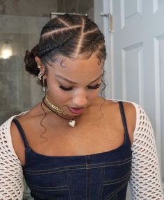 Protective Styles No Added Hair, Braids Into Ponytail Natural Hair, Cornrows Bun, Braided Buns, Mixed Curly Hair, Quick Natural Hair Styles, Quick Braided Hairstyles, Protective Hairstyles Braids