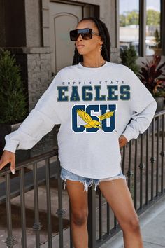 COPPIN STATE EAGLES BIG GOALS DROP SHOULDER LONG SLEEVE TEE WITH RIBBED NECKLINE AND CUFFS Big Goals, Ribbed Neckline, Long Sleeve Tee, Long Sleeve Pullover, Eagles, Drop Shoulder, French Terry, Long Sleeve Tees, Relaxed Fit