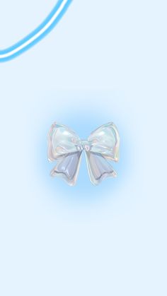 an image of a white bow on a light blue background with some clouds in the sky