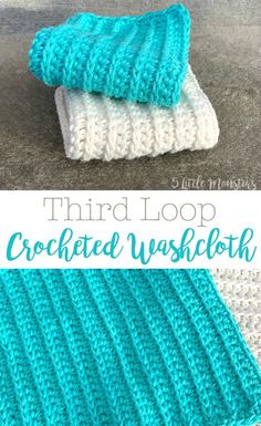 two crocheted washcloths sitting on top of each other