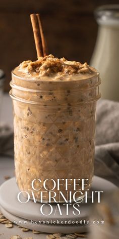 Brown sugarespresso powder and cinnamon are combined with oat milk to give this overnight oats recipe all the flavor of your favorite Starbucks coffee drink...in a healthy breakfast formThese Coffee Overnight Oats are a perfect way to start your dayMake them in a jar before you go to bed and wake up to a delicious breakfast ready to grab as you run out the door the next morningA great option for busy mornings