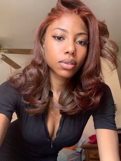 Red Brown Natural Hair Black Women, Red Brown Hair Color Auburn Black Women, Reddish Brown Hair With Highlights Black Women, Reddish Brown Hair Color On Black Women Natural, Chestnut Natural Hair, Medium Auburn Hair Color On Black Women, Ginger And Chocolate Hair Black Women