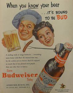 Budweiser 1950s Vintage Illustration Beer Advertisement by Christian Montone, via Flickr Beer Magazine, Beer Illustration