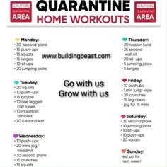 a poster with the words quaranine home workouts