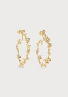 Orchid Hoop Earrings – Anabel Aram Luxury Delicate Gold Plated Earrings, Elegant Pierced Crystal Hoop Earrings, Elegant Pierced Hoop Crystal Earrings, Ethereal Earrings, Ethereal Jewelry, Orchid Jewelry, Groomsmen Accessories, Orchid Earrings, Extraordinary Jewelry