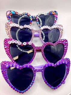 CUSTOMIZABLE GUTS World Tour Bedazzled Glasses / Olivia Rodrigo Glasses - Etsy Bedazzled Glasses, Cute Concert Outfits, Diy Glasses, Nicki Minaj Pink Friday, Beaded Sunglasses, Olivia + Core + Aesthetic, Heart Shaped Glasses, Custom Glasses, Heart Glasses