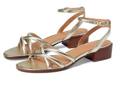 Madewell The Gena Ankle-Strap Sandal - Women's Shoes : Warm Gold Multi : Get on with an effprtless style by wearing Madewell The Gena Ankle-Strap Sandal. Cow leather upper. Leather lining and footbed. Open round toe. Strappy upper. Ankle strap and buckle closure. Block heel. Synthetic midsole and outsole. Imported. Measurements: Heel Height: 1 3 8 in Weight: 8.52 oz Product measurements were taken using size 5, width M. Please note that measurements may vary by size. Gold Casual T-strap Sandals With Ankle Strap, Formal Ankle Strap Sandals With Gold-tone Hardware, Summer Ankle Strap Sandals With Gold-tone Hardware, Brown Ankle Strap T-strap Sandals With Heel Loop, Evening Sandals With Ankle Strap And Gold-tone Hardware, Strap Sandals Women, Ankle Strap Sandals, Strap Sandals, Cow Leather