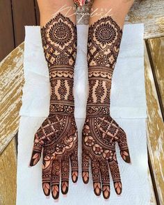 two hands with henna designs on them