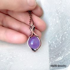 Wire Jewelry Diy Tutorial, Handmade Copper Jewelry, Copper Jewelry Handmade, Special Gifts For Her, Diy Wire Jewelry, Amethyst Necklace, Amethyst Pendant, Handmade Copper, Jewelry Diy