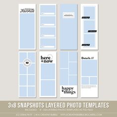 three snapshots layered photo templates for photographers