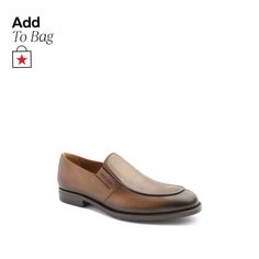 in stock Formal Calf Leather Slip-ons For Spring, Cognac Leather Sole Slip-on Loafers, Formal Cognac Moccasins With Round Toe, Cognac Slip-on Loafers With Rubber Sole, Semi-formal Cognac Loafers With Round Toe, Cognac Round Toe Loafers For Semi-formal Occasions, Cognac Loafers With Leather Sole And Plain Toe, Cognac Loafers With Leather Sole, Business Cognac Round Toe Loafers