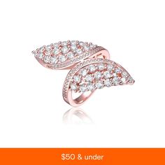 in stock Wing Ring, Pink Ring, Brass Metal, Stone Settings, Base Metal, 18k Rose Gold, Rose Gold Plates, Prong Setting, Cubic Zirconia