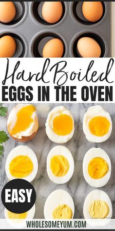 hard boiled eggs in the oven with text overlay