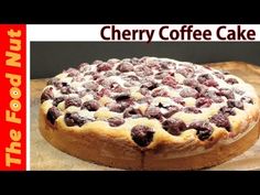 a cherry coffee cake is shown with the words cherry coffee cake on it's side