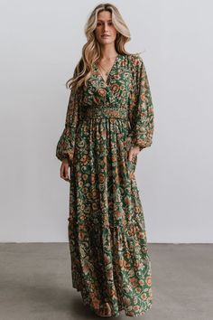 Bria Maxi Dress | Green Floral | Baltic Born Bali Dress, Tulle Maxi Dress, Baltic Born, Fall Wedding Guest Dress, Green Maxi, Plus Size Maxi, Chiffon Material, Maxi Dress Green, Ruffled Maxi Dress