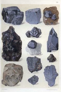 an image of rocks and crystals on display in a museum brochure or book