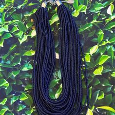 Nwot Bocar Rich Navy Multistrand Beaded Statement Necklace Blue Beaded Necklace For Party, Blue Beaded Necklaces With Tiny Beads For Party, Blue Beaded Necklace With Tiny Beads For Party, Elegant Blue Beaded Necklaces With Black Beads, Blue Party Beaded Necklace With Tiny Beads, Party Jewelry With Tiny Blue Beads, Adjustable Blue Beaded Necklace With Silver Beads, Blue Beaded Necklace With Black Beads As Gift, Blue Beaded Necklace With Black Beads For Gift