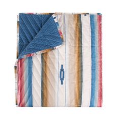 an image of a blanket with blue and red stripes