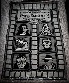 PDF PATTERN halloween Classic Horror Films Blanket Mosaic Crochet BUNDLE 8 Patterns & Blanket Instructions Spooky Halloween Decor - Etsy Spooky Halloween Decor, Grid Patterns, Cross Stitch Fruit, Mosaic Crochet, Halloween Crochet Patterns, Halloween Blanket, Crochet Fun, Spooky Halloween Decorations, C2c Crochet