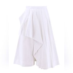 Skirt Is Preowned With With Tags. Strike Thru Of Brand Name On Inside Label. Was Used As Display In Store So Might Show Slight Signs Of Wear. Shows Creasing. Alexander Mcqueen's Avante-Garde Approach To Design Is Displayed By This High-Waisted Midi Skirt. Its Flared Silhouette Is Characterised By A Layered, Pleated Design That Lends A Striking Look. Made In Italy. Cloud White. Cotton. Pleat Detailing. High-Waisted. Asymmetric Design. Msrp $1650 Knee Length Black Skirt, Alexander Mcqueen Ring, Higher Art, Fitted Midi Skirt, Black Alexander Mcqueen, Cotton Midi Skirt, Plaid Pencil Skirt, Skirts Midi High Waisted, Tweed Skirt