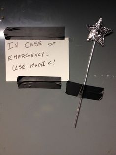 there is a sign on the refrigerator door that says in case of emergency use magnets