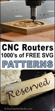 there is a sign that says cnc routers 100's of free svg patterns