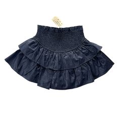 Mustard Seed Womens Size Small Navy Blue Faux Leather Smocked Ruffle Skort Skirt Beautiful, Classic, Boho, Chic, Casual, Or Dressy Skort All Over Slightly Metallic Navy Blue Faux Leather Built In Shorts Thick Smocked Elastic Stretch Wide Waistband Tiered Ruffle Detail High Waisted Soft, Comfy, Stretchy Material Brand: Mustard Seed Color: Navy Blue Style: Smocked Ruffle Faux Leather Skirt #S19344 Size: Small Measurements: Taken Flat Approximate *Length: 14 In. *Waist: 11.5 In. *Inseam: 1 In. *Ris Ruffle Skort, Short And Thick, Navy Blue Skirt, Chic Casual, Navy Lace, Blue Style, Faux Leather Skirt, Mustard Seed, Blue Skirt