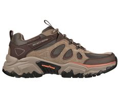 Embark on a new adventure in rugged comfort with Skechers Relaxed Fit Terraform - Selvin. This lace-up outdoor trail design features a water-repellent treated leather and mesh upper with an Air-Cooled Memory insole and durable Goodyear Performance Outsole. | Skechers Men's Relaxed Fit: Terraform - Selvin Sneaker Functional Brown Lace-up Hiking Boots, Brown Mesh Sneakers For Outdoor, Outdoor Brown Mesh Sneakers, Rugged Outdoor Sneakers Durable, Breathable Leather Lace-up Trail Running Shoes, Rugged Durable Outdoor Sneakers, Rugged Lace-up Trail Running Shoes For Outdoor Activities, Brown Gore-tex Sporty Walking Shoes, Sporty Brown Gore-tex Walking Shoes