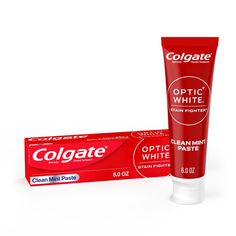 Remove everyday surface stains for a brighter smile with the Colgate Optic White Stain Fighter Teeth Whitening Toothpaste. This teeth whitening toothpaste for adults removes 95% of daily surface stains for a brighter smile.* Using micro-polishing action, this anticavity toothpaste removes 5X more surface stains.** Plus, this fluoride toothpaste comes in a refreshing Clean Mint Paste flavor so you can enjoy minty freshness every time you brush. *after 2 weeks of twice daily use **vs. ordinary, no Colgate Optic White, Mint Toothpaste, Colgate Toothpaste, Teeth Whitening Toothpaste, Whitening Toothpaste, Bright Smile, White Stain, Personal Hygiene, Oral Care