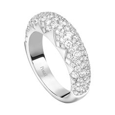 a white gold ring with rows of diamonds