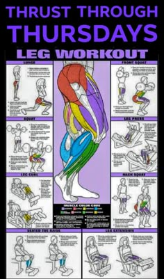 a poster with instructions on how to do the leg workout