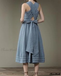 OliviaMark - High-Quality Cross-Back Tie Strap Dress crafted from Cotton Linen fabric Alpha Apparel, Tie Strap Dress, Swing Design, Camisole Dress, Belted Shirt Dress, Dress Crafts, Cotton Linen Fabric, Womens Tops Summer, Skirt Skirt